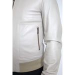 Dolce & Gabbana Cream Leather Bomber Blouson Full Zip Jacket JKT3657-48
