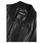 Dolce & Gabbana Black Leather Blouson Full Zip Bomber Jacket JKT3659-44