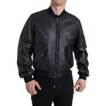 Dolce & Gabbana Black Leather Blouson Full Zip Bomber Jacket JKT3659-44