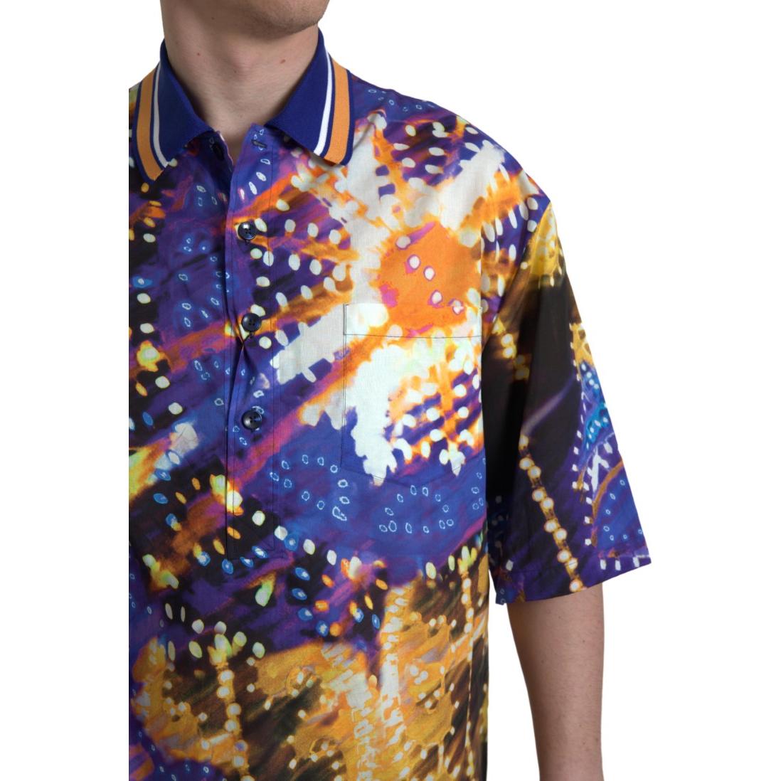 Dolce & Gabbana Luminaire Print Cotton Polo Top Men Shirt TSH84184-44