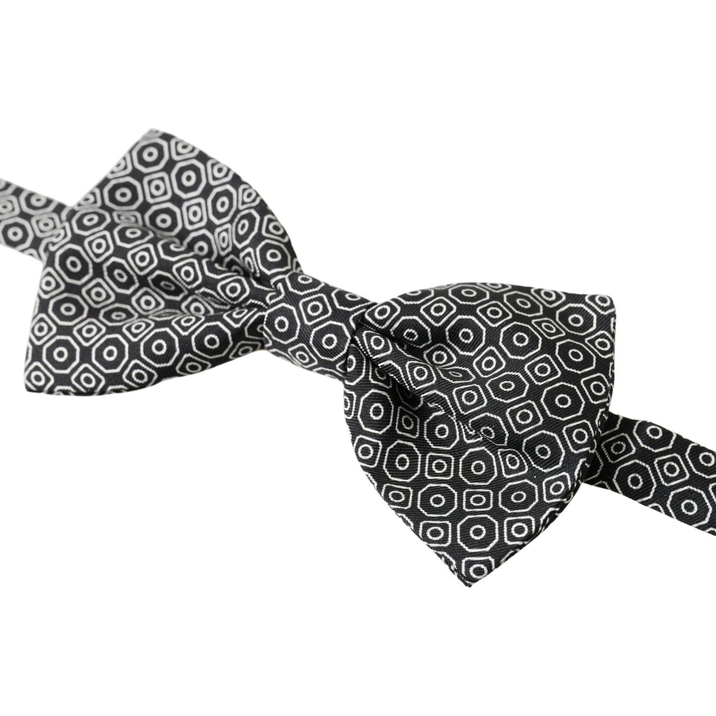 Dolce & Gabbana Black White Pattern Adjustable Neck Papillon Bow Tie FT3781