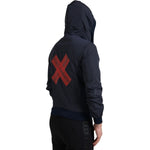 Dolce & Gabbana Blue Hooded Logo Polyester Full Zip Sweater JKT3677-46