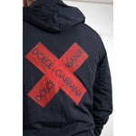 Dolce & Gabbana Blue Hooded Logo Polyester Full Zip Sweater JKT3677-46