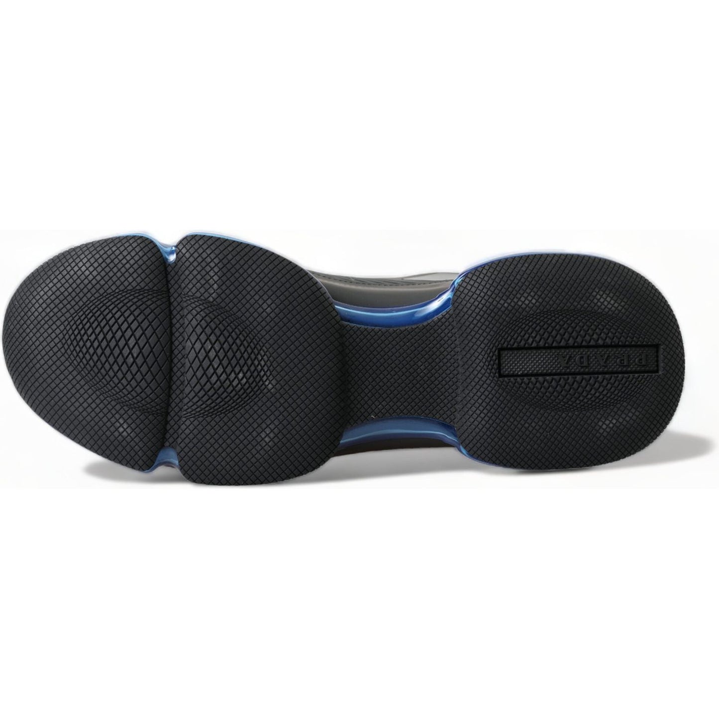 Prada Black Blue Rubber Knit Slip On Low Top Sneakers Shoes