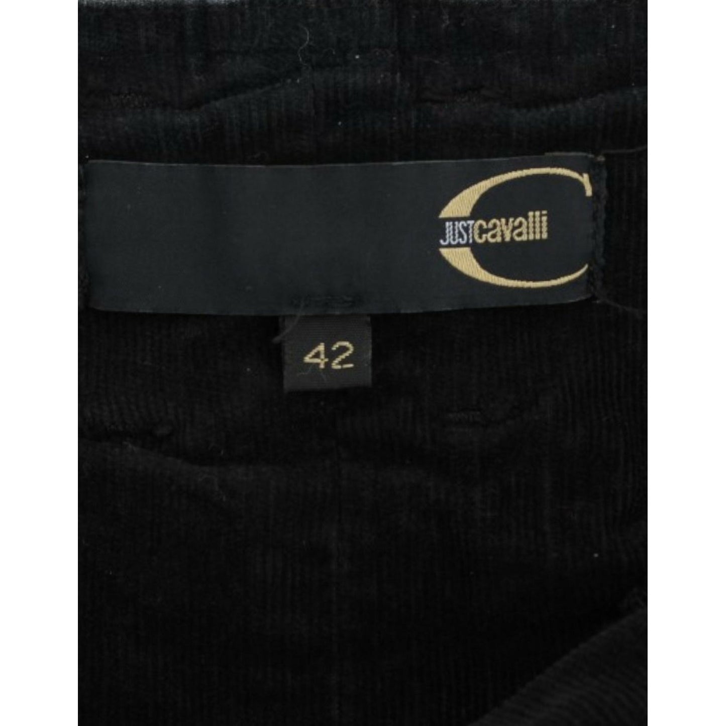 Cavalli Black Corduroy Pencil Skirt SIG11823-40
