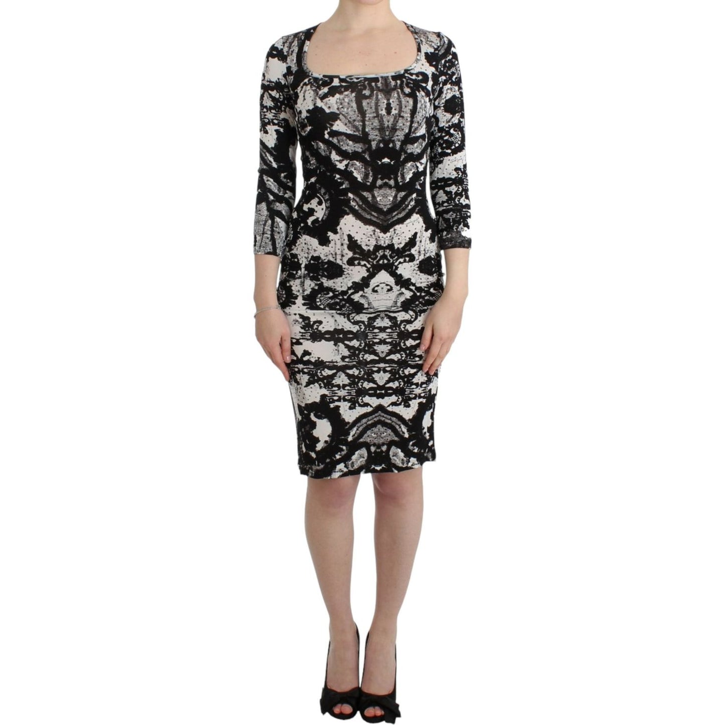 Cavalli Black Printed Sheath Dress SIG11996-4