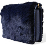 Dolce & Gabbana Dark Blue Fur Ayers Lily Twist Crossbody Shoulder Bag BAG1196
