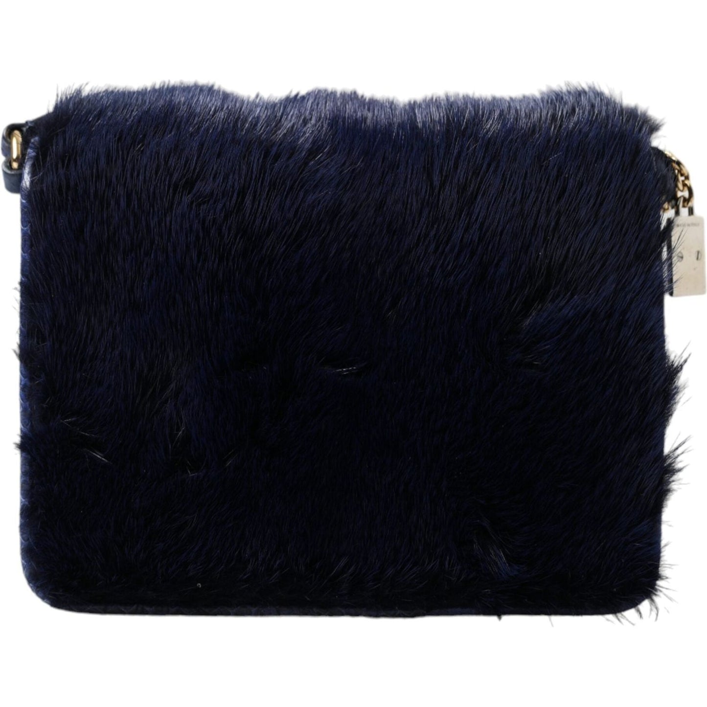Dolce & Gabbana Dark Blue Fur Ayers Lily Twist Crossbody Shoulder Bag BAG1196