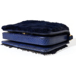 Dolce & Gabbana Dark Blue Fur Ayers Lily Twist Crossbody Shoulder Bag BAG1196