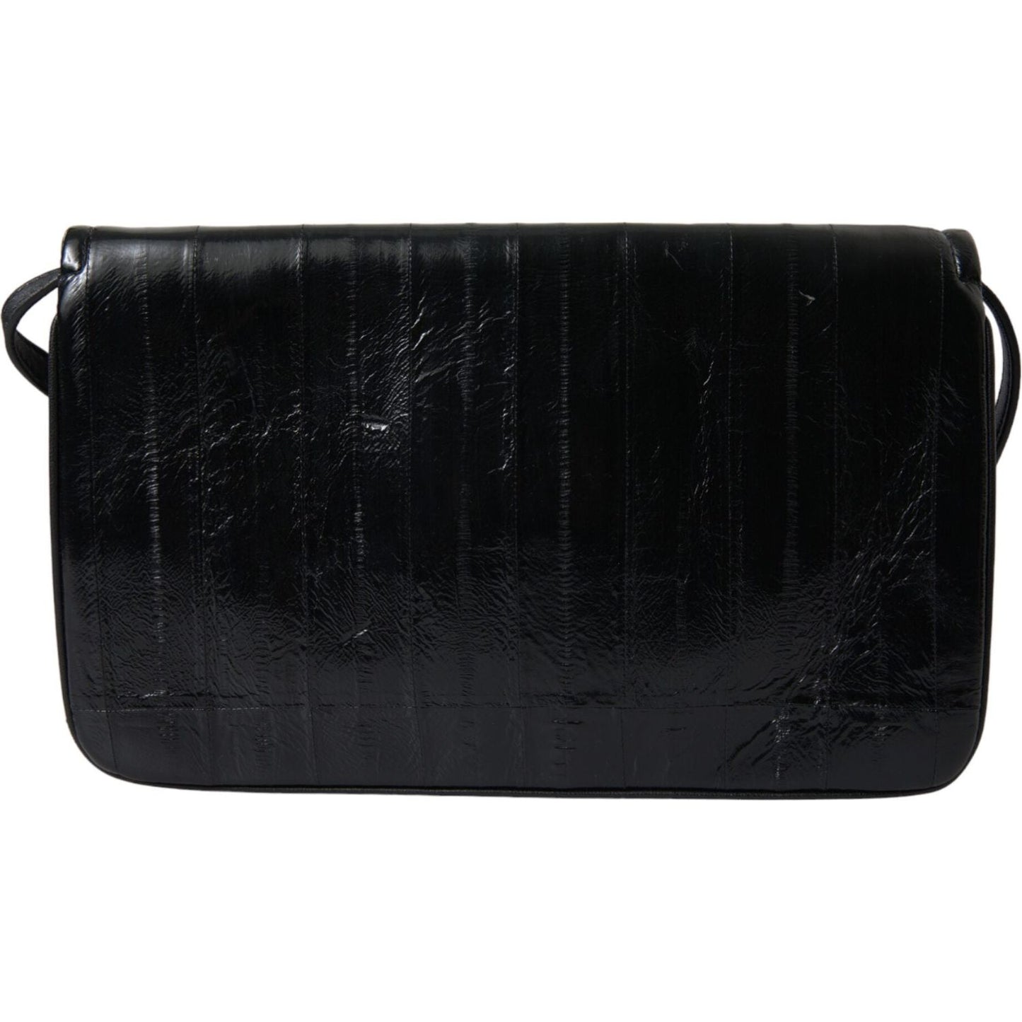 Dolce & Gabbana Black Eelskin Leather Shoulder Document Organizer Bag BAG1235