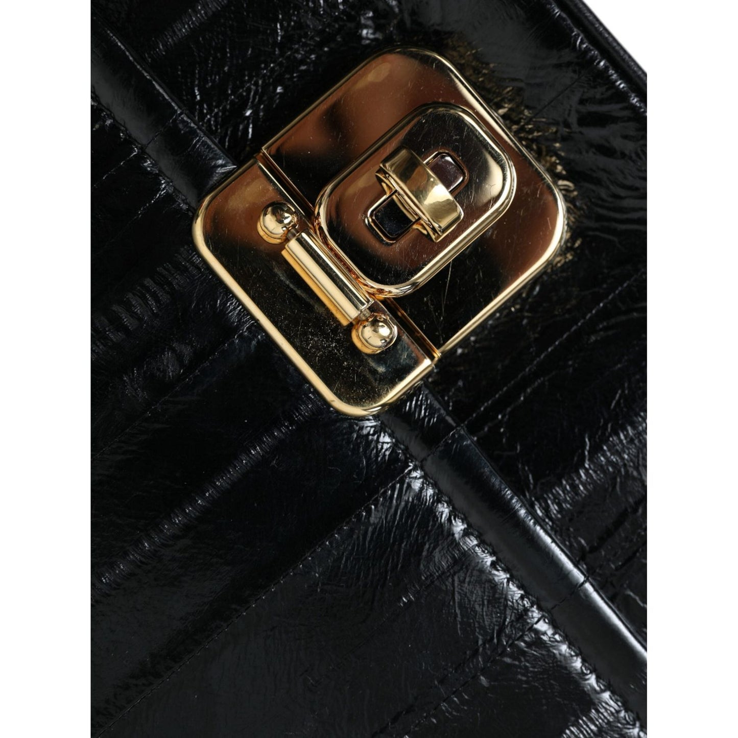 Dolce & Gabbana Black Eelskin Leather Shoulder Document Organizer Bag BAG1235