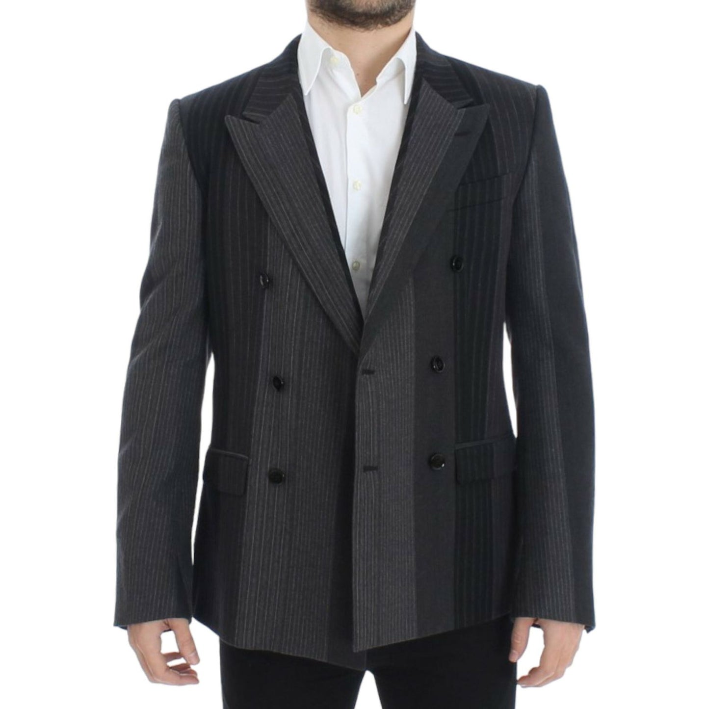 Dolce & Gabbana Gray striped wool stretch blazer SIG12232-1