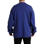 Dolce & Gabbana Royal Blue Cotton Crewneck Pullover Sweater TSH84773-56