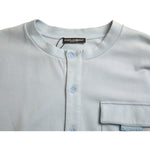 Dolce & Gabbana Light Blue Cotton Buttoned Pullover Sweater TSH84730-48