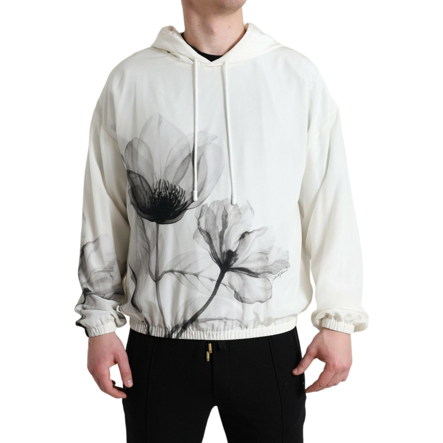 Dolce & Gabbana White Floral Print Hooded Pullover Sweater TSH84740-48