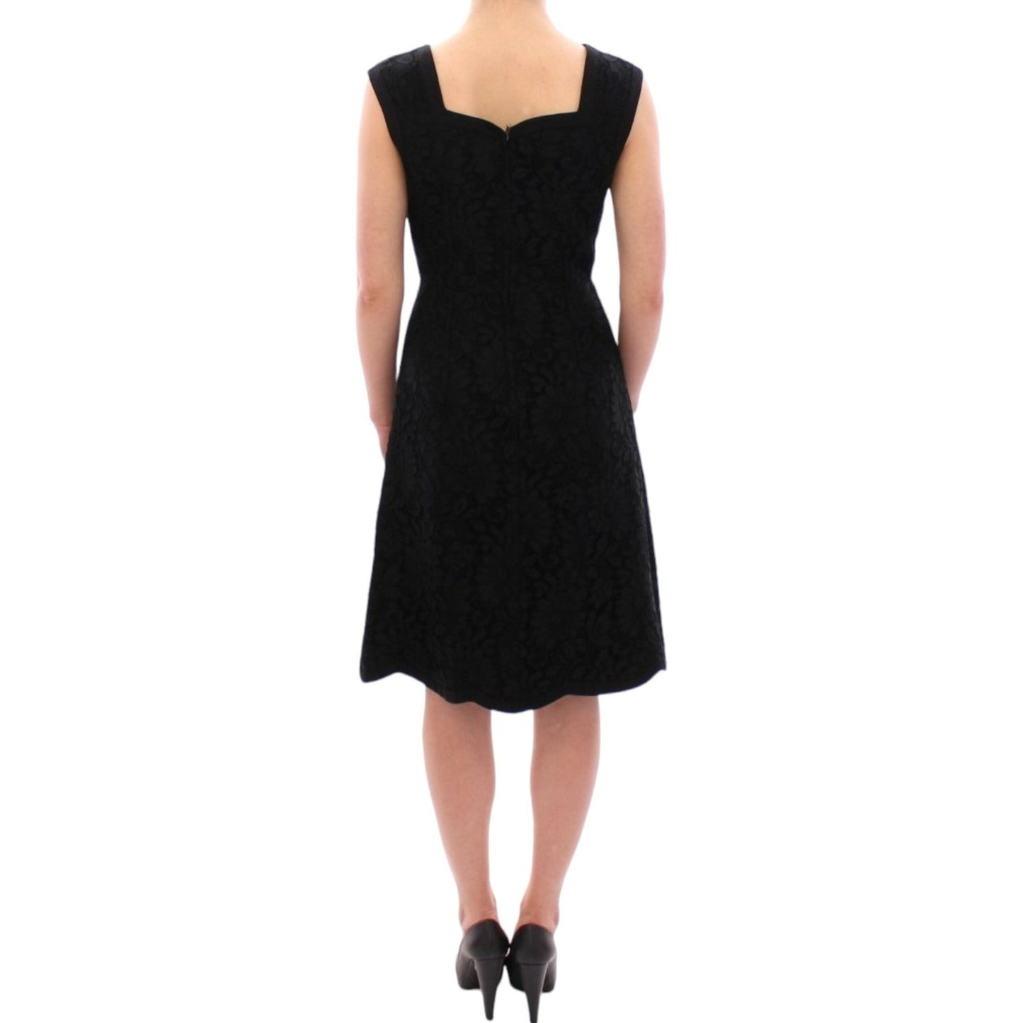 Dolce & Gabbana Black floral lace sicily runway dress GSD12627-1