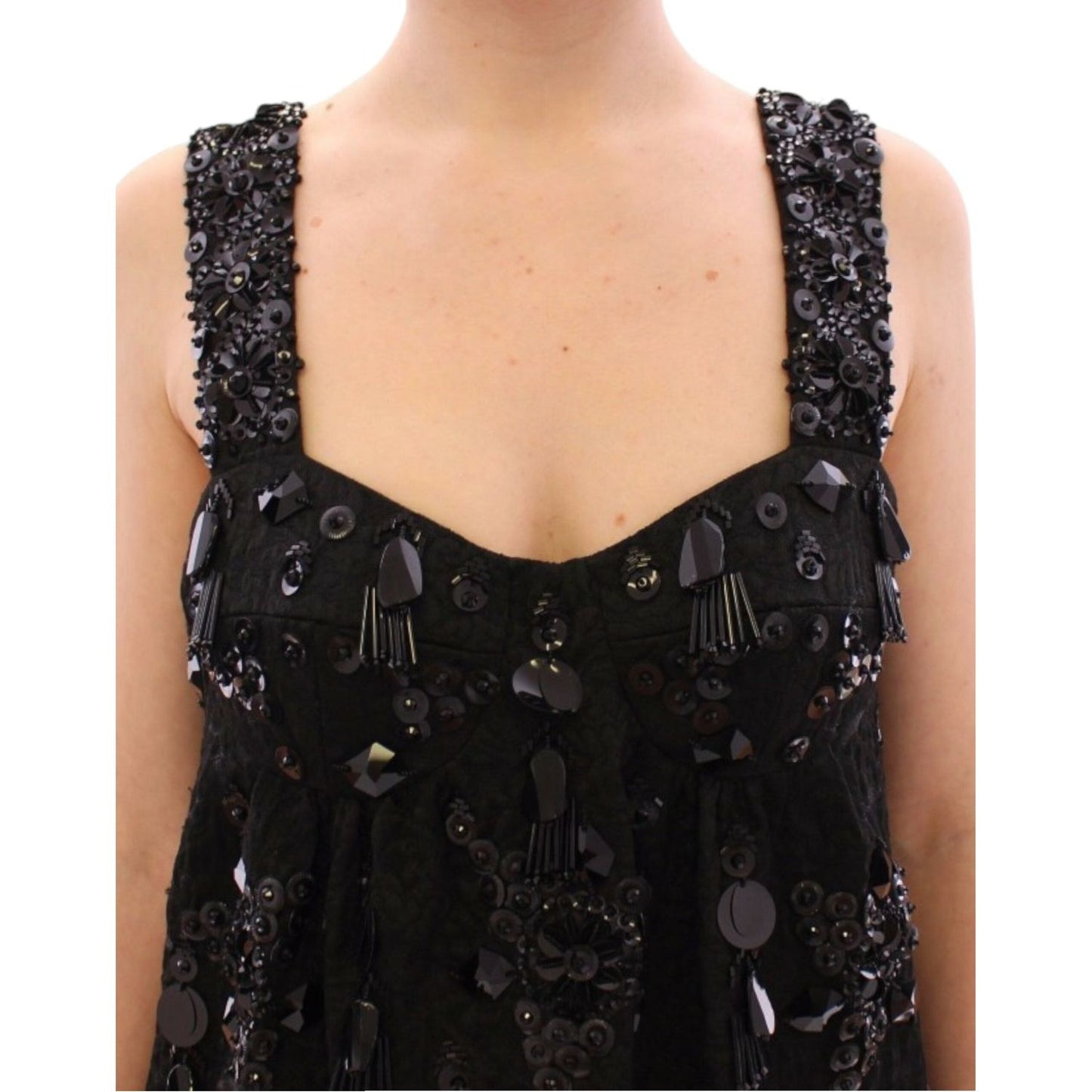 Dolce & Gabbana Black floral crystal embedded dress GSD12640-2