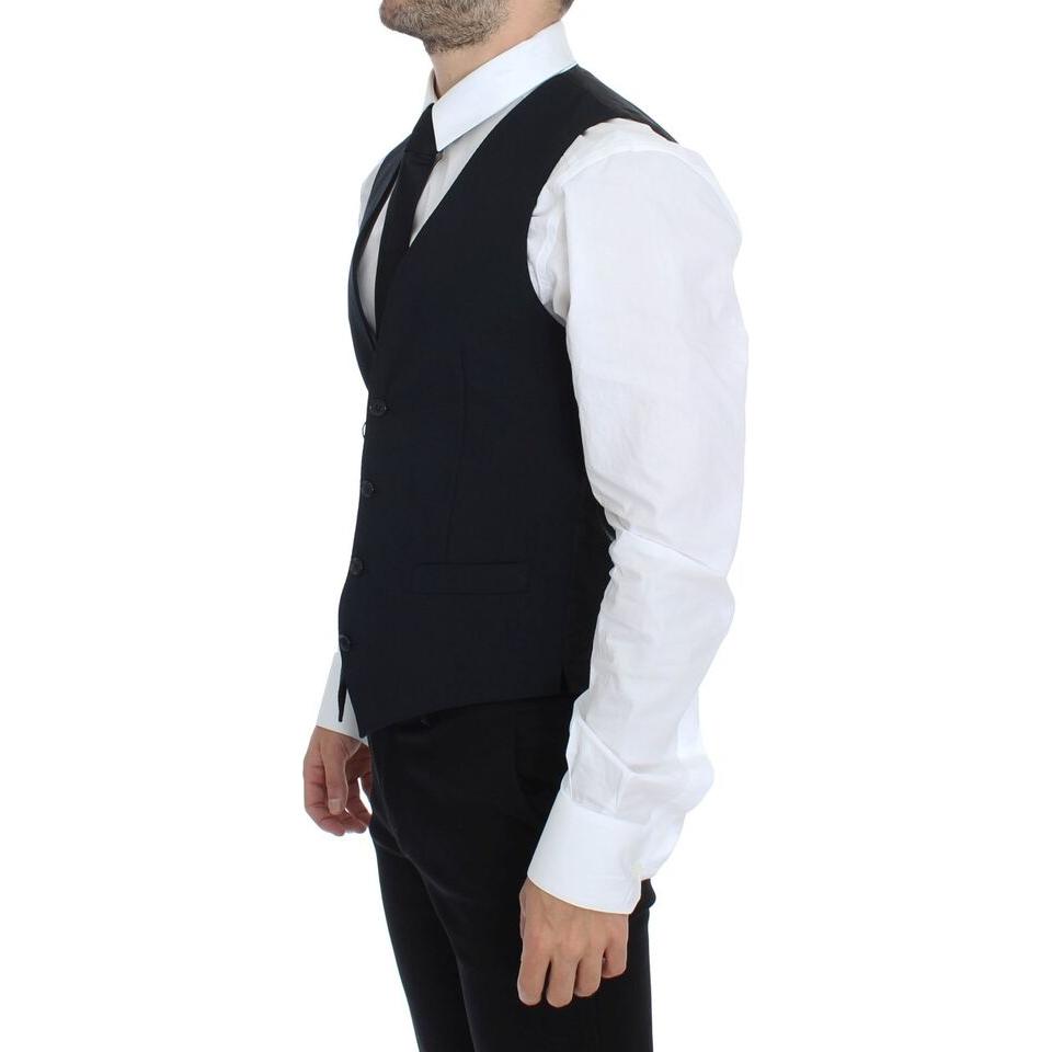 Dolce & Gabbana Blue Wool Formal Dress Vest Gilet VES10008-1