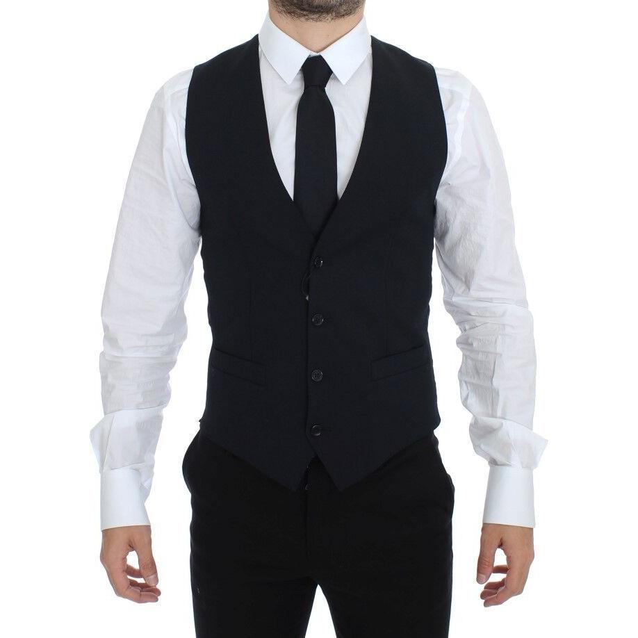 Dolce & Gabbana Blue Wool Formal Dress Vest Gilet VES10008-1
