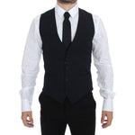 Dolce & Gabbana Blue Wool Formal Dress Vest Gilet VES10008-1