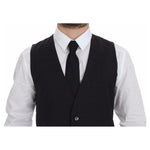 Dolce & Gabbana Gray Slim Fit Button Front Dress Formal Vest GSS10419-1