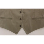Dolce & Gabbana Beige Cotton Dress Vest Blazer Jacket VES10087-1