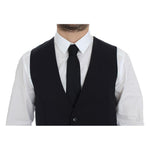 Dolce & Gabbana Blue Cotton Stretch Dress Vest Blazer VES10057-1