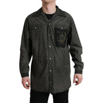 Dolce & Gabbana Dark Gray Cotton Collared Long Sleeves Shirt TSH84743-41