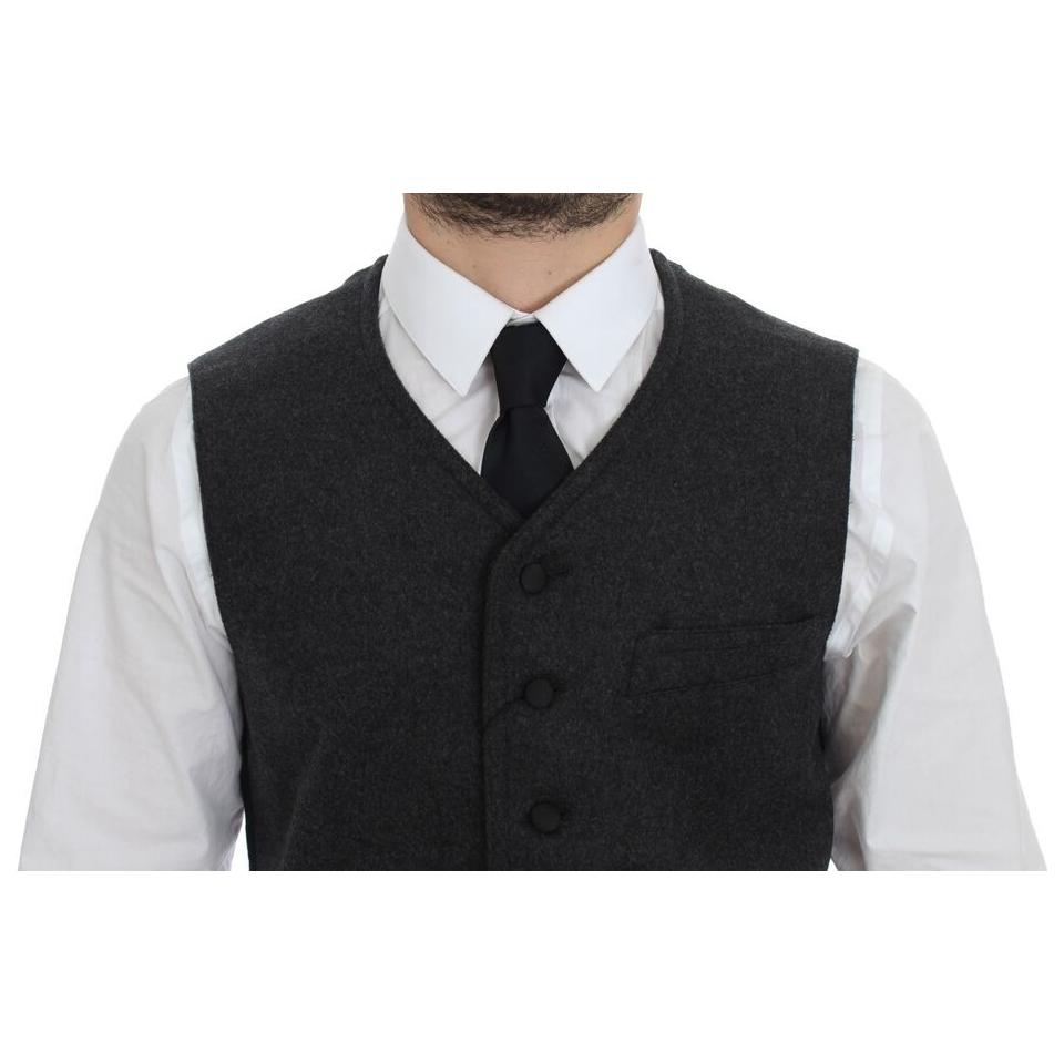 Dolce & Gabbana Gray Wool Blend Logo Vest Gilet Weste GSS12043-1