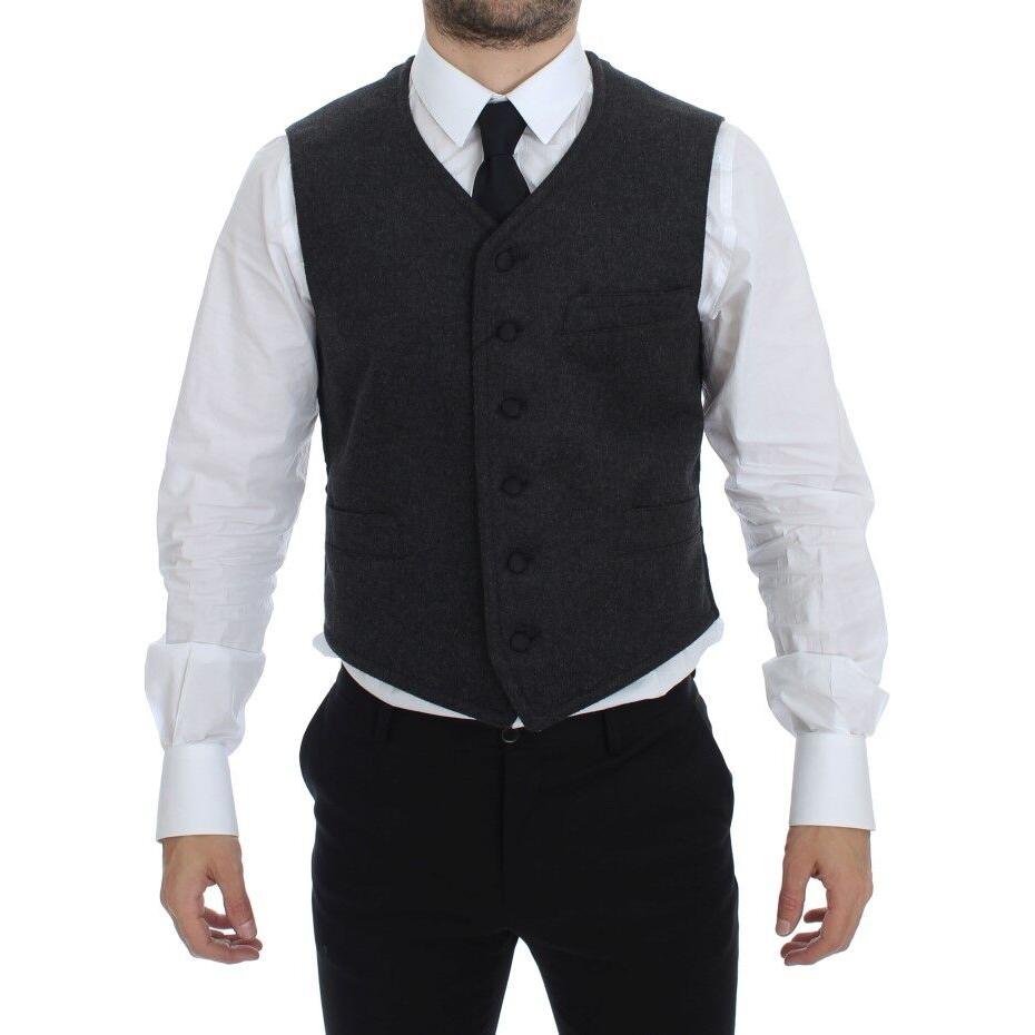 Dolce & Gabbana Gray Wool Blend Logo Vest Gilet Weste GSS12043-1