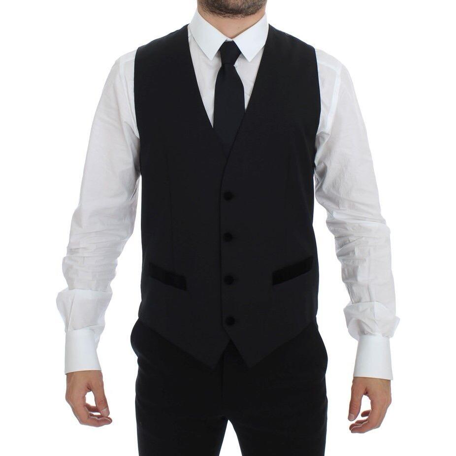 Dolce & Gabbana Black Wool Formal Dress Vest Gilet Weste GSS12055-1