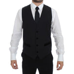 Dolce & Gabbana Black Wool Formal Dress Vest Gilet Weste GSS12055-1