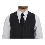 Dolce & Gabbana Gray Striped Wool Single Breasted Vest GSS12009-1