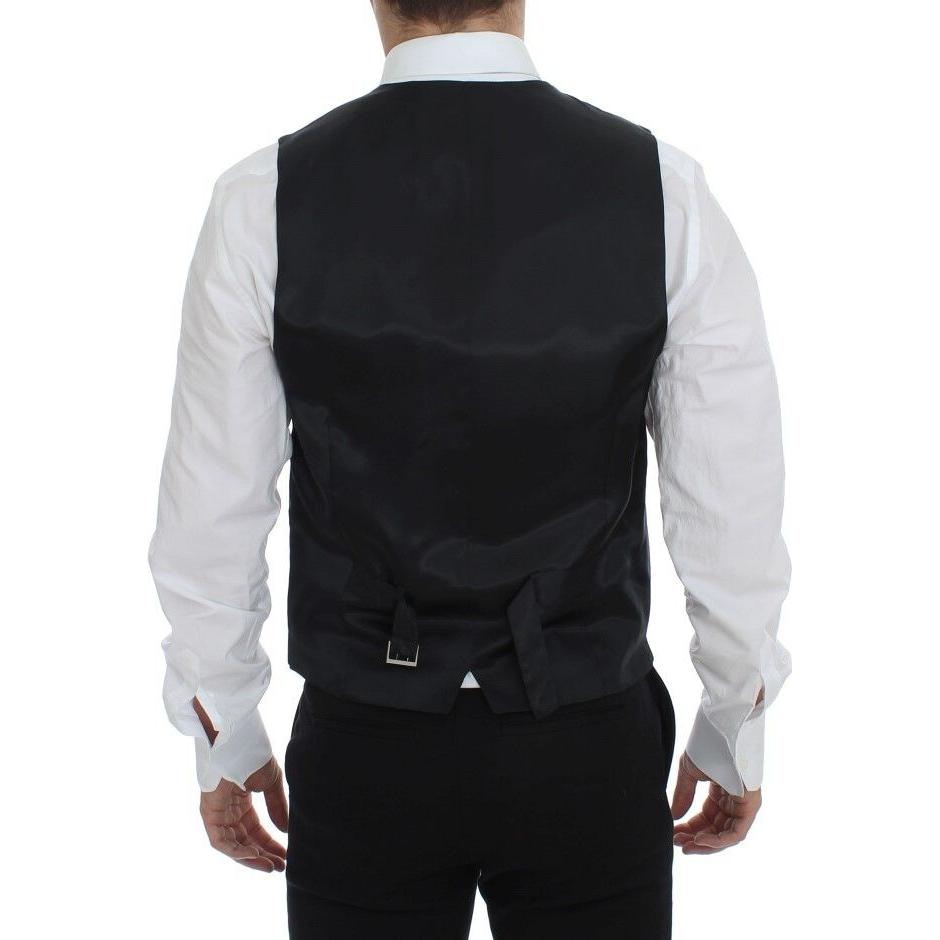 Dolce & Gabbana Gray Striped Wool Single Breasted Vest GSS12009-1