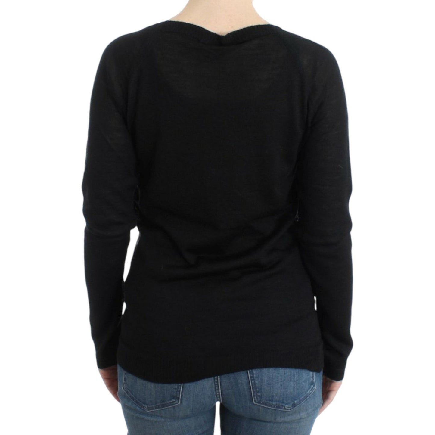 Costume National Black striped V-neck sweater SIG12050-2