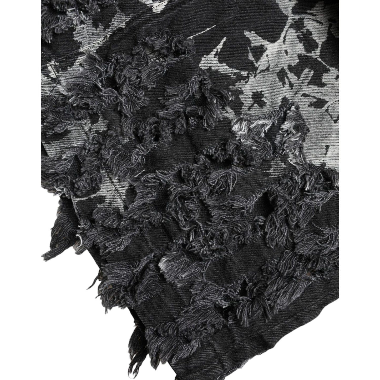 Dolce & Gabbana Black Gray Lace Cotton High Waist Denim Mini Skirt