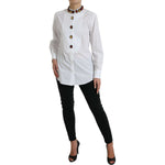 Dolce & Gabbana White Cotton Crystals Embellished Shirt Top TSH84225-40