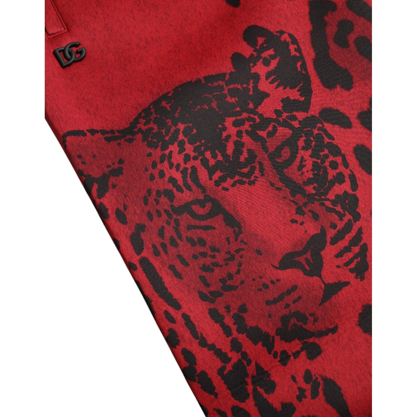 Dolce & Gabbana Red Black Leopard Stretch Jogger Pants
