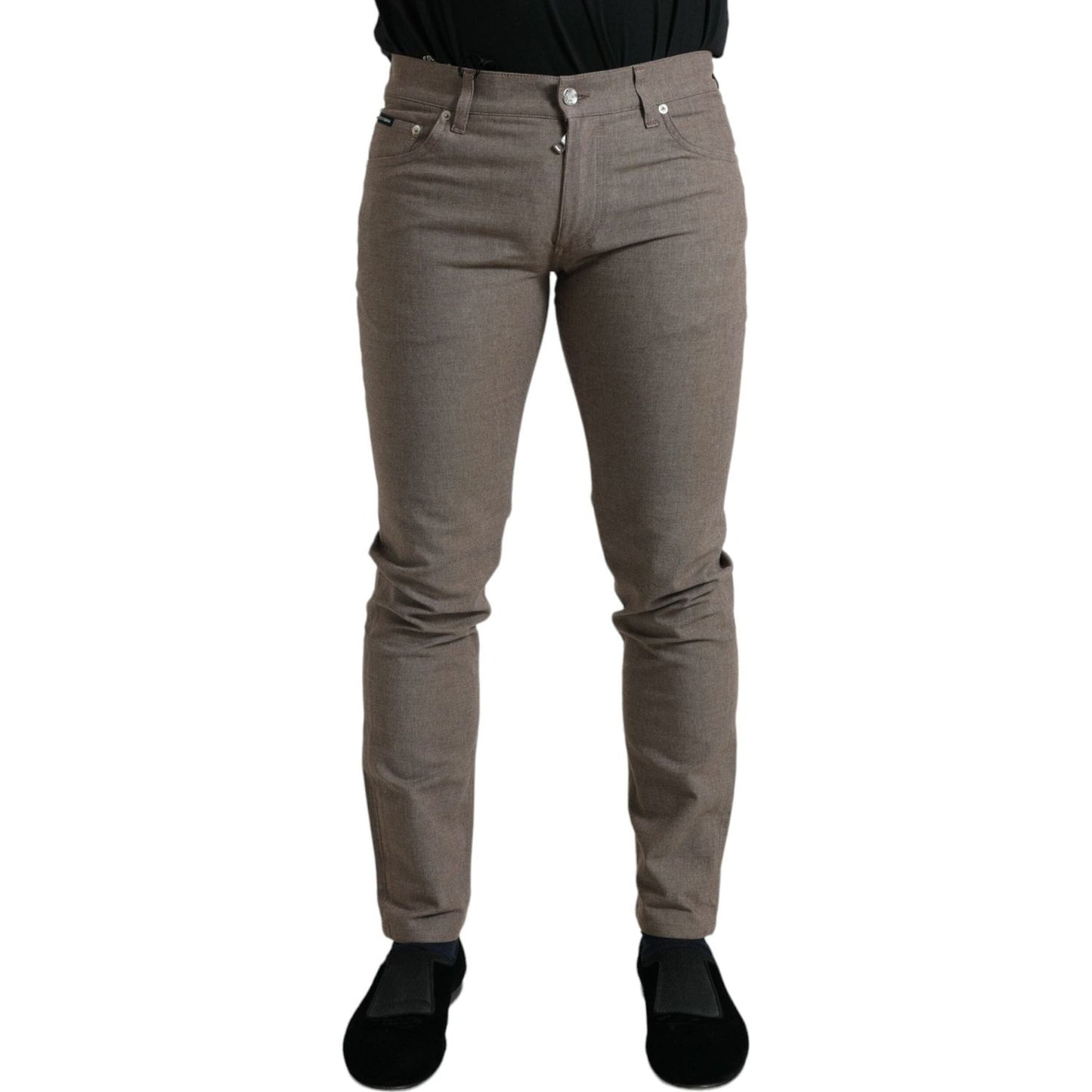 Dolce & Gabbana Brown Cotton Stretch Skinny Men Pants PAN75044-48