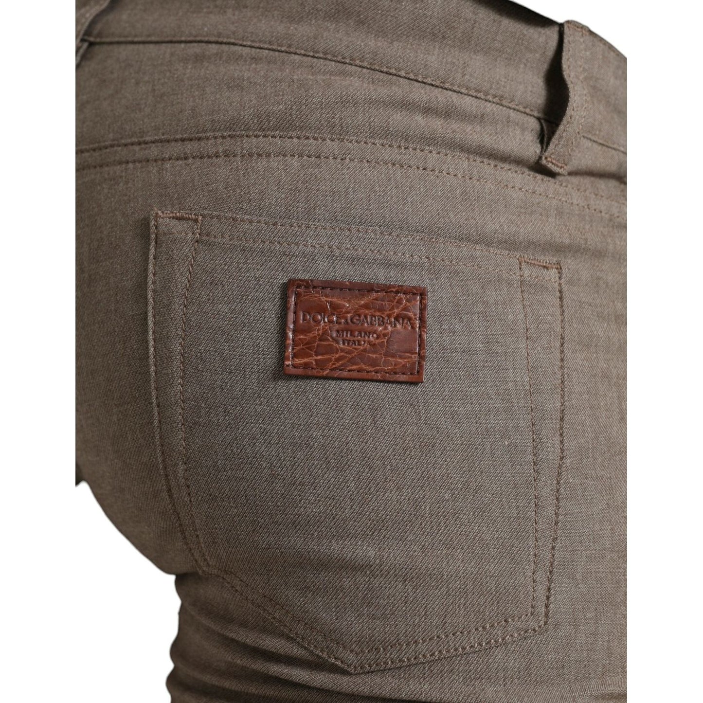 Dolce & Gabbana Brown Cotton Stretch Skinny Men Pants PAN75044-48