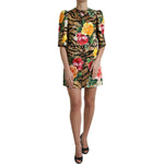 Dolce & Gabbana Multicolor Tiger Floral Print Shift Mini Dress DR281114-40