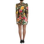 Dolce & Gabbana Multicolor Tiger Floral Print Shift Mini Dress DR281114-40