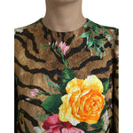 Dolce & Gabbana Multicolor Tiger Floral Print Shift Mini Dress DR281114-40