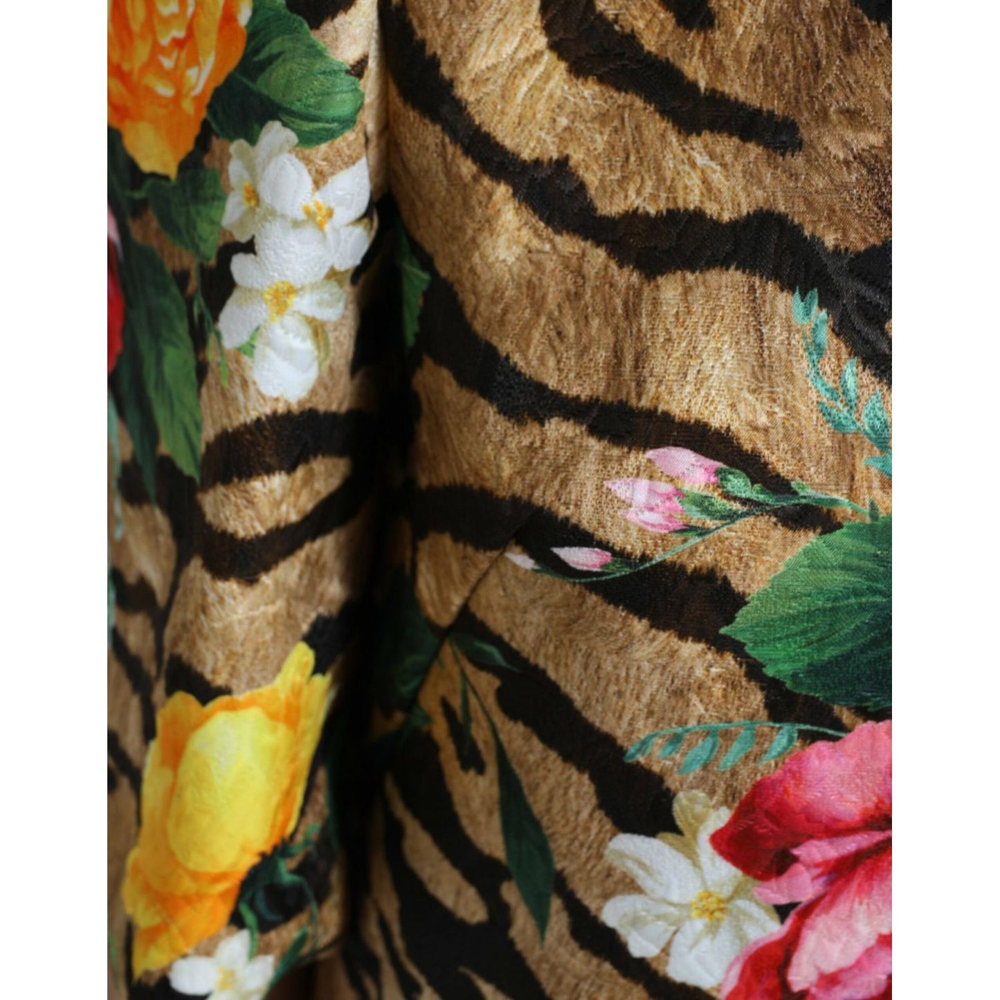 Dolce & Gabbana Multicolor Tiger Floral Print Shift Mini Dress DR281114-40