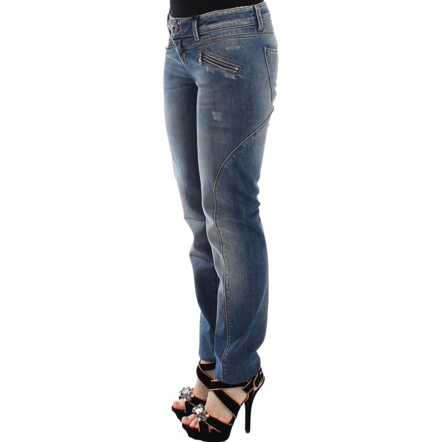 Ermanno Scervino Blue Slim Jeans Denim Pants Straight Stretch SIG12687-1
