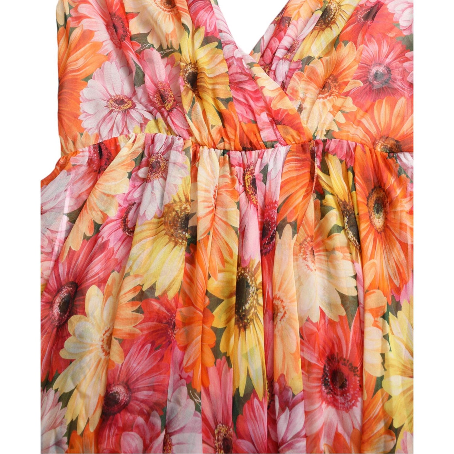 Dolce & Gabbana Multicolor Sunflower Print Silk Midi Dress DR28954-48