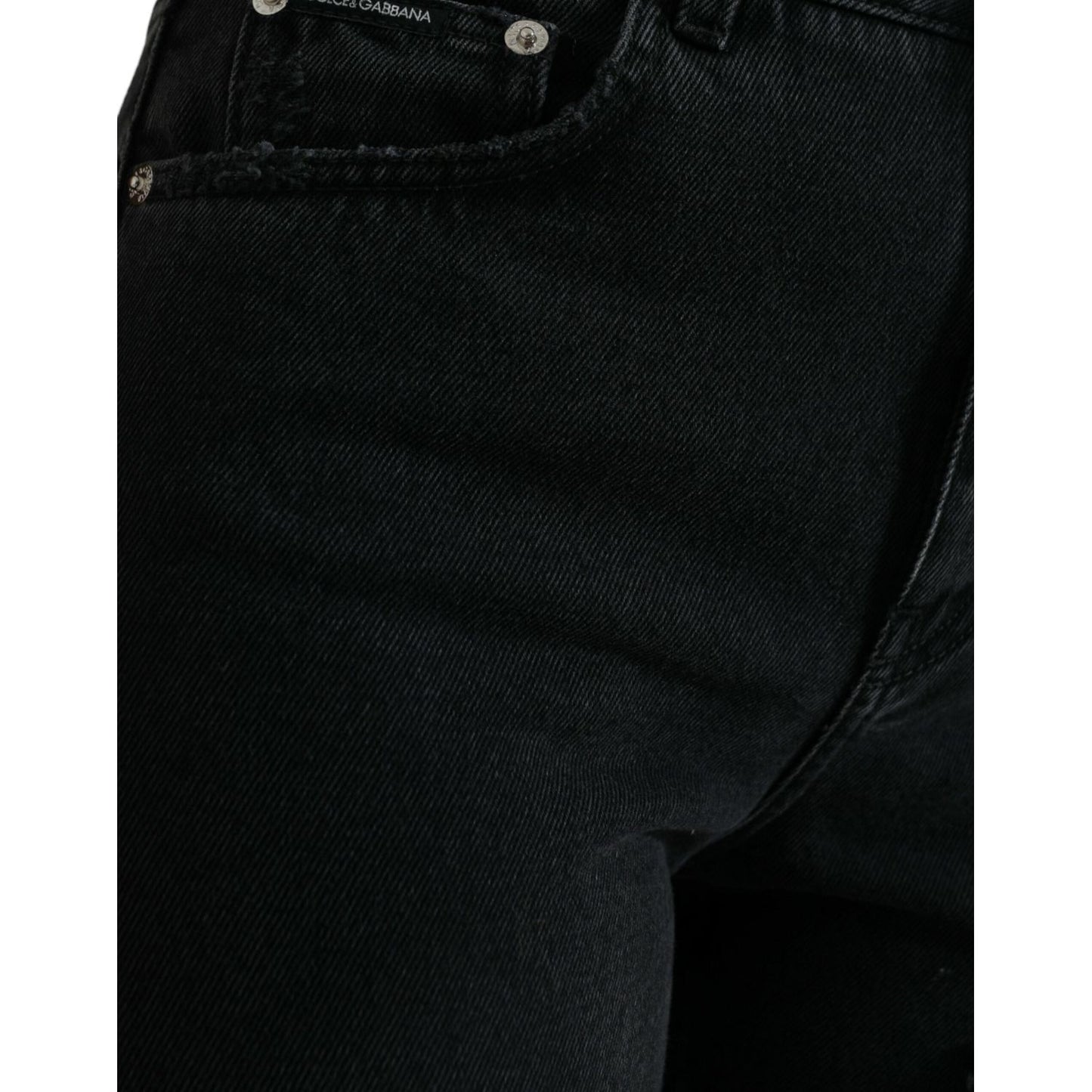Dolce & Gabbana Black Cotton High Waist Tattered Denim Jeans PAN74988-40