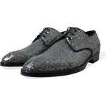 Dolce & Gabbana Silver Sequined Lace Up Men Derby Dress Shoes MV5392-39