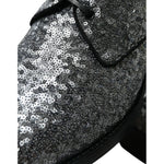 Dolce & Gabbana Silver Sequined Lace Up Men Derby Dress Shoes MV5392-39