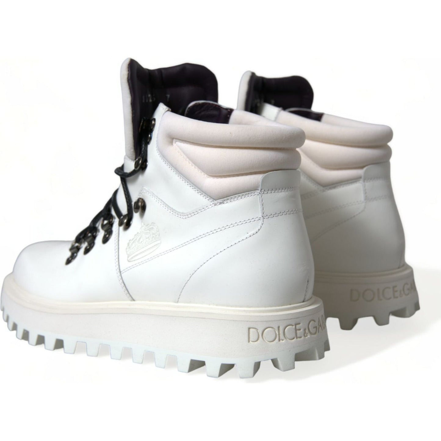 Dolce & Gabbana White Vulcano Trekking Ankle Boots Shoes MV5437-40.5